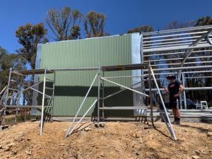 Cladding the new  Workshop - Shed
