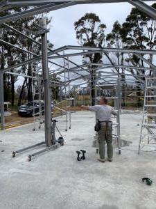 Erecting the walls of the new  Workshop - Shed 1