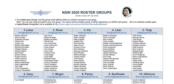 New Roster groups for NSW