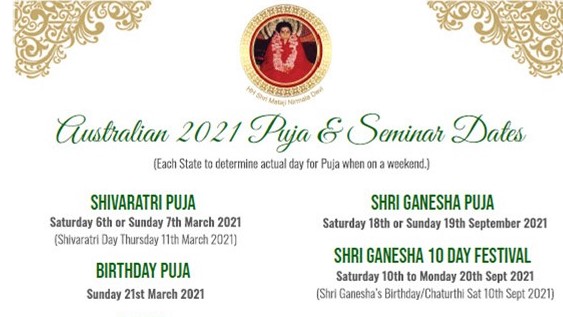 Australian 2021 Puja Dates & International Calendars