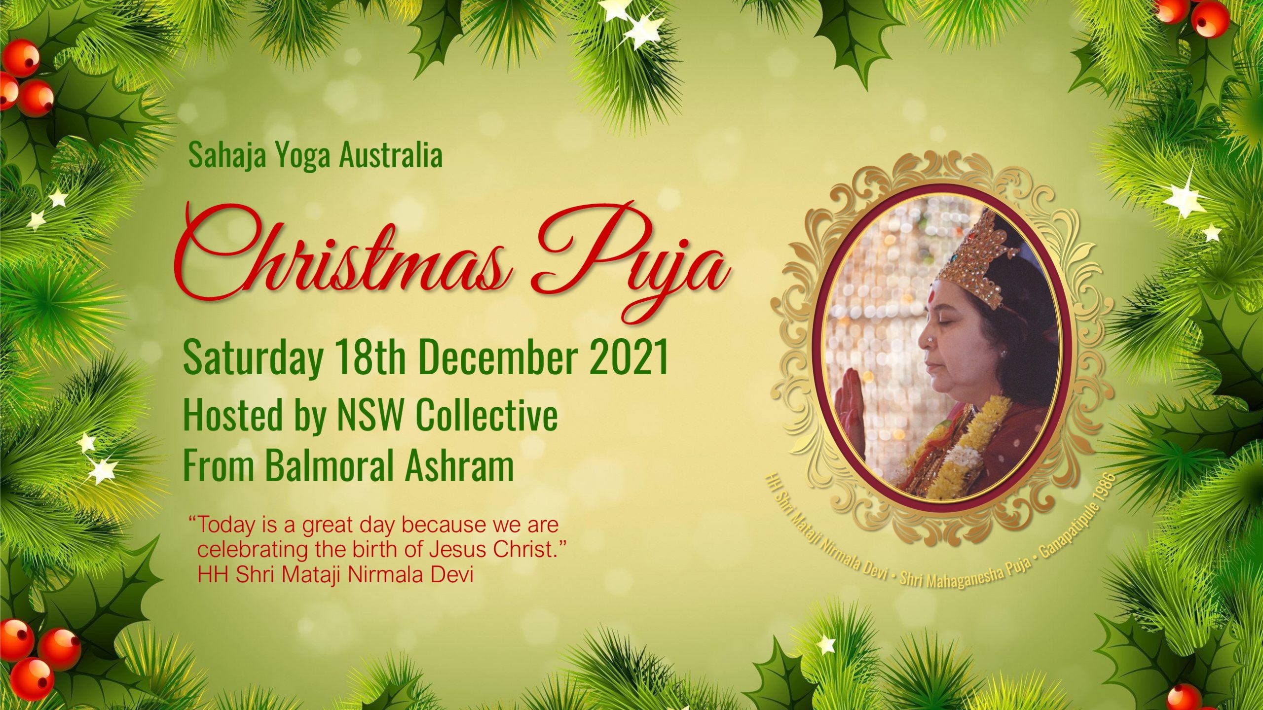National Christmas Puja Saturday 18th December 2021