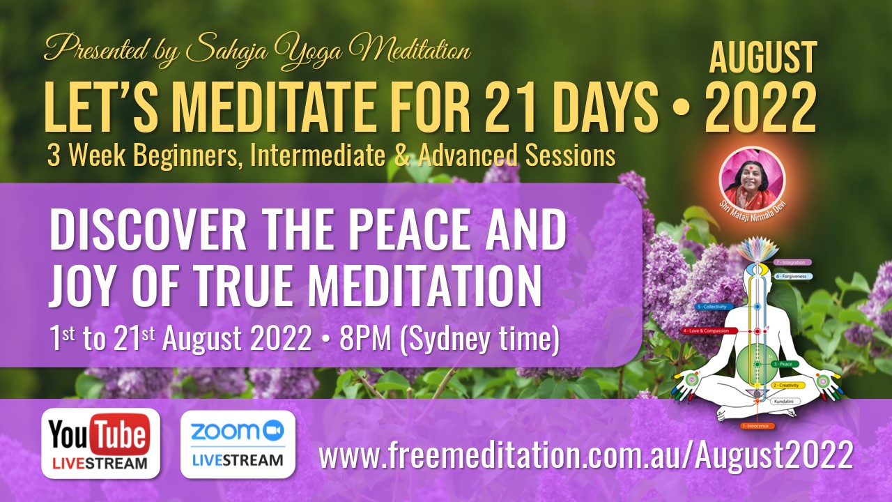 21 Day Meditation Course, 1st to 21st August 2022