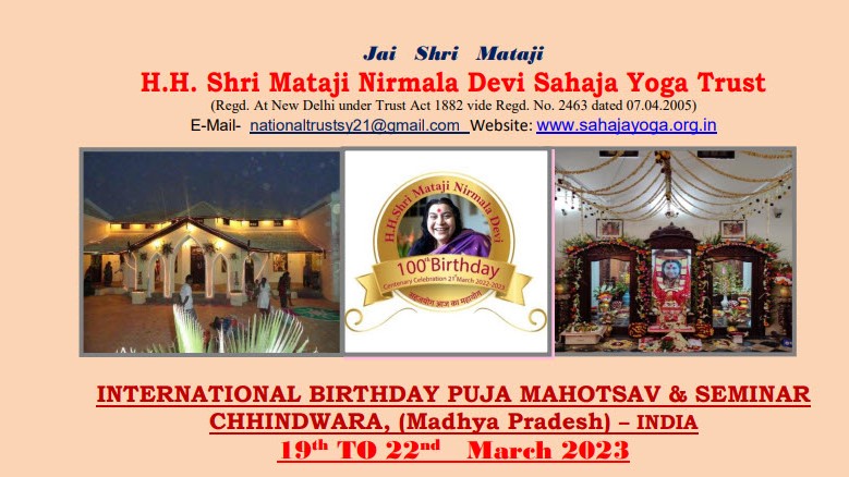 Program – Birthday Puja & Seminar in Chhindwara India, 19 – 22nd  March 2023